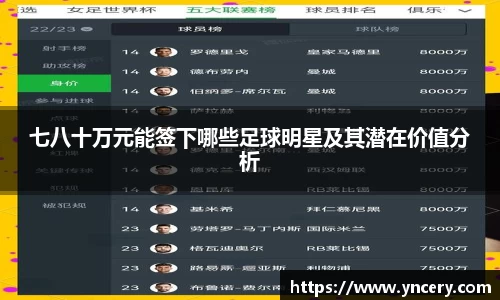 七八十万元能签下哪些足球明星及其潜在价值分析
